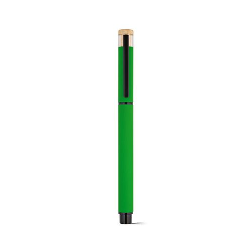 green Bolígrafo roller Thoreau de aluminio. Azul, 0,6 km, tinta gel Dokumental®