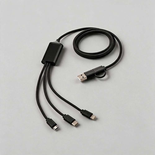 black Cable Turing 5 en 1 de rPVC. 1,2 m, 10 W