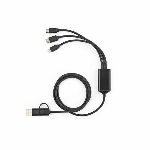 black Cable Turing 5 en 1 de rPVC. 1,2 m, 10 W