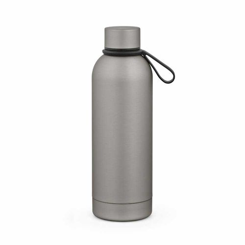 plateado Botella Hudson rSS de 540 ml. De doble pared y a prueba de fugas. Acabado de goma