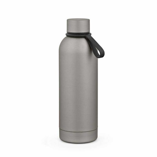 plateado Botella Hudson rSS de 540 ml. De doble pared y a prueba de fugas. Acabado de goma