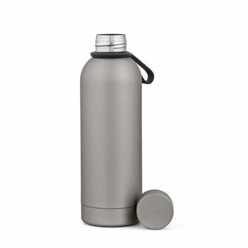 plateado Botella Hudson rSS de 540 ml. De doble pared y a prueba de fugas. Acabado de goma