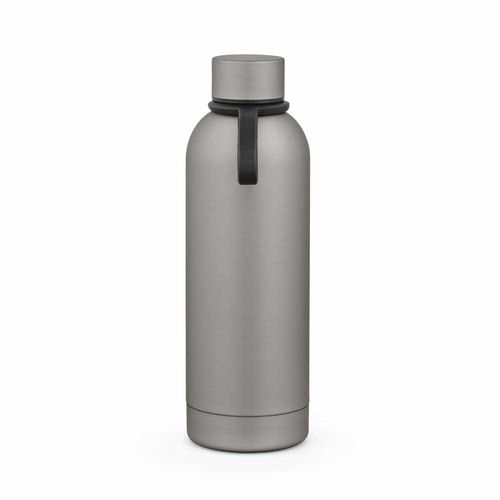 plateado Botella Hudson rSS de 540 ml. De doble pared y a prueba de fugas. Acabado de goma
