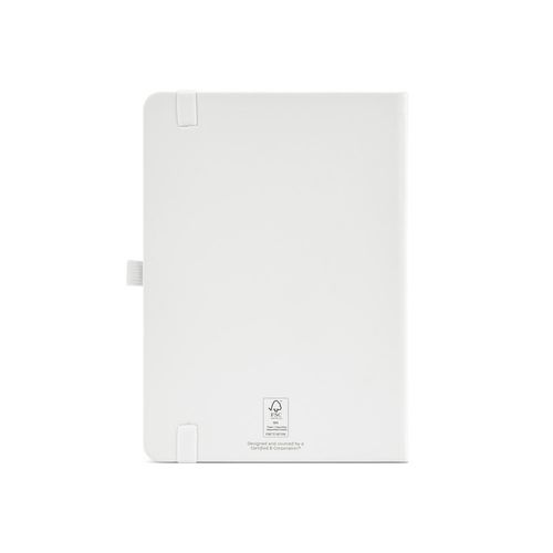 white Cuaderno Dumas A5 con tapa dura de rPU. 70 g/m², FSC®, 160 páginas