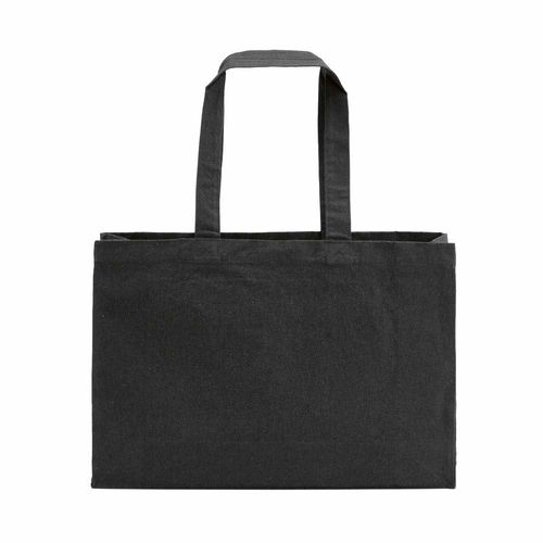 black Bolsa de la compra Makalu de algodón reciclado. 280 g/m². Asas de 65 cm
