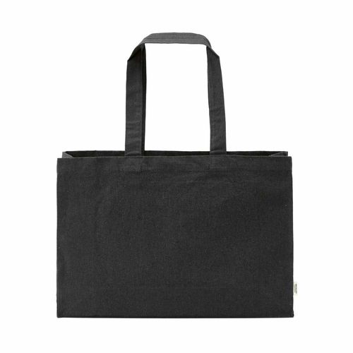 black Bolsa de la compra Makalu de algodón reciclado. 280 g/m². Asas de 65 cm