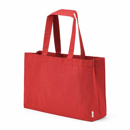 red Bolsa de la compra Makalu de algodón reciclado. 280 g/m². Asas de 65 cm