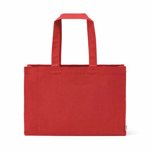 red Bolsa de la compra Makalu de algodón reciclado. 280 g/m². Asas de 65 cm