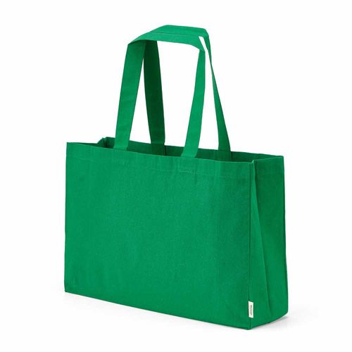 green Bolsa de la compra Makalu de algodón reciclado. 280 g/m². Asas de 65 cm