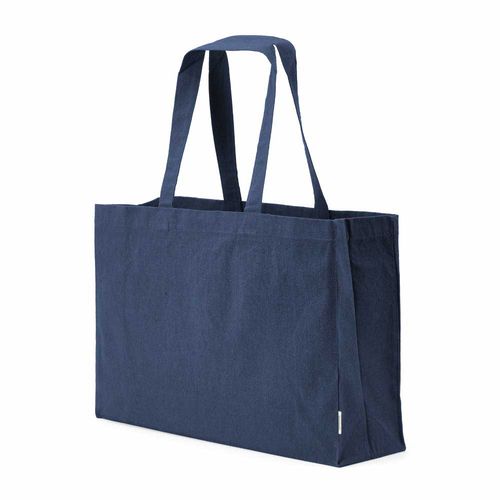 azul marino Bolsa de la compra Makalu de algodón reciclado. 280 g/m². Asas de 65 cm