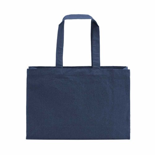 azul marino Bolsa de la compra Makalu de algodón reciclado. 280 g/m². Asas de 65 cm