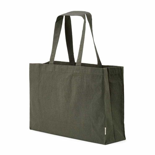 ejército verde Bolsa de la compra Makalu de algodón reciclado. 280 g/m². Asas de 65 cm
