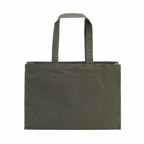 ejército verde Bolsa de la compra Makalu de algodón reciclado. 280 g/m². Asas de 65 cm