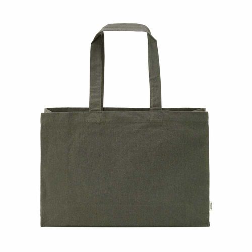 ejército verde Bolsa de la compra Makalu de algodón reciclado. 280 g/m². Asas de 65 cm