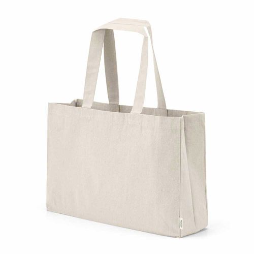 natural Bolsa de la compra Makalu de algodón reciclado. 280 g/m². Asas de 65 cm