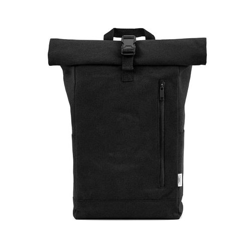 black Mochila Osaka de 16 litros. rCotton de 360 g/m². Cierre enrollable. Cierre con hebilla