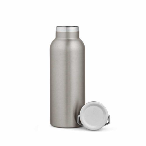 plateado Botella Sado rSS de 560 ml. De doble pared y a prueba de fugas. Tapa con asa.