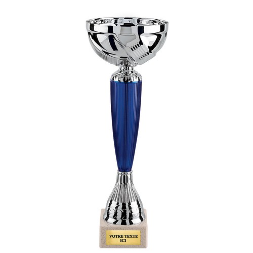 Coupe argent bleu - Socle marbre - 1