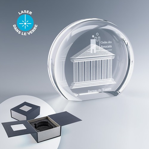 Trophée rond en verre