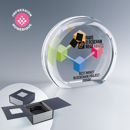 Trophée rond en verre