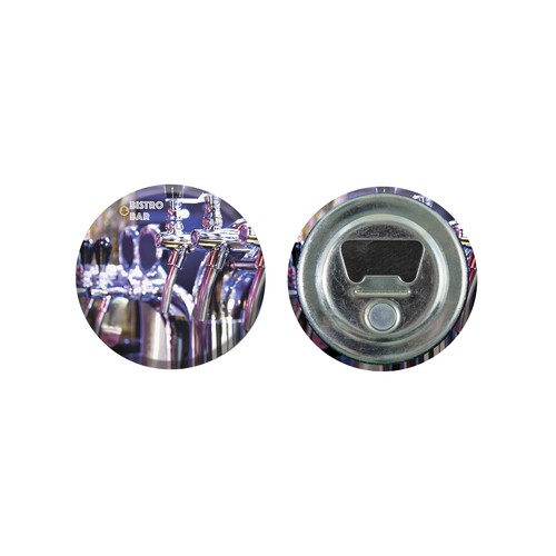 Bouton en métal 56mm personnalisé avec décapsuleur et aimant
