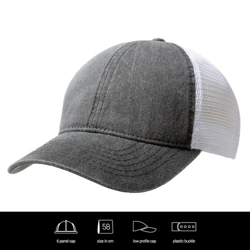 Washed Cotton Soft Mesh Trucker Cap personnalisé