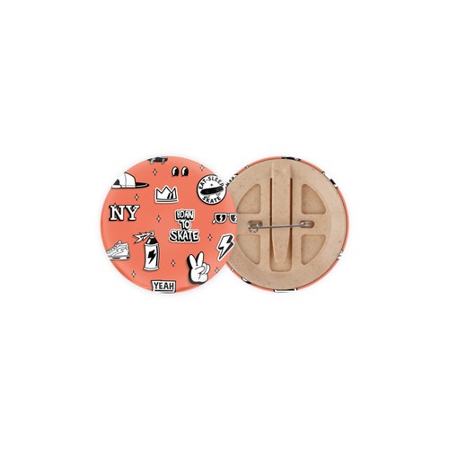 Bio-button 56mm met dubbel gezekerde speld