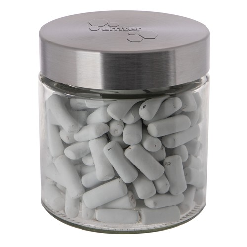 Glazen pot 0,9 liter met embossing, gevuld met snoep