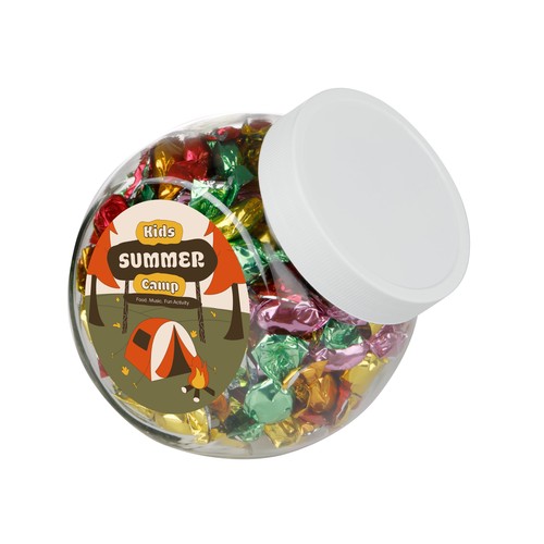 Medium glazen pot, gevuld met snoep