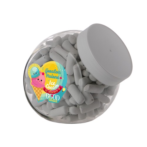 Medium glazen pot, gevuld met snoep
