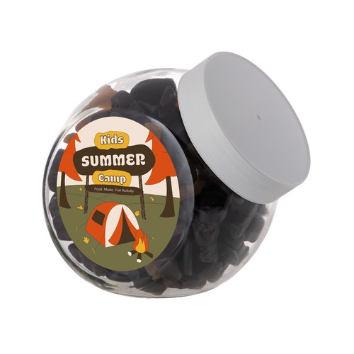 Medium glazen pot, gevuld met snoep