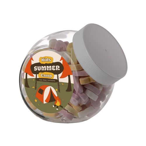 Medium glazen pot, gevuld met snoep