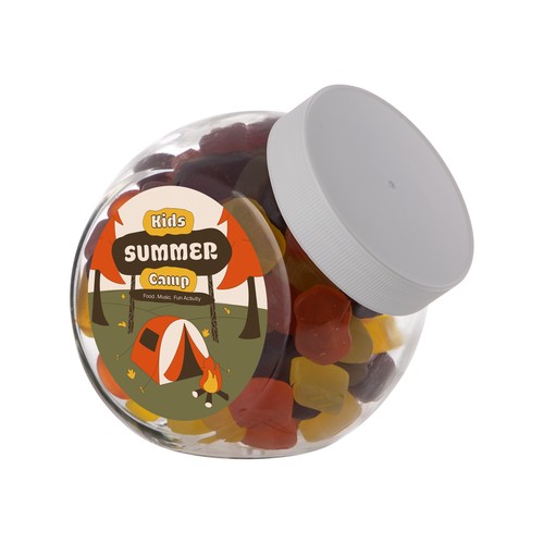 Medium glazen pot, gevuld met snoep