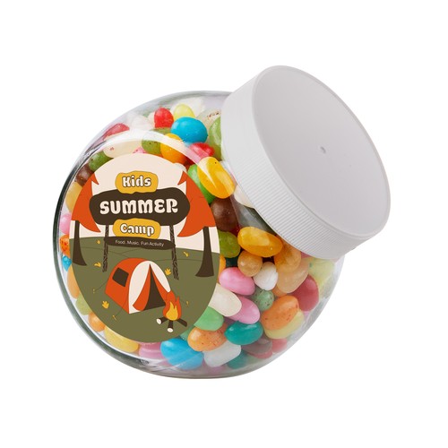 Medium glazen pot, gevuld met snoep