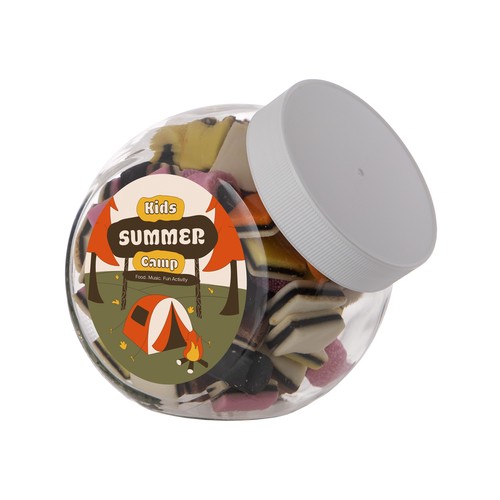 Medium glazen pot, gevuld met snoep