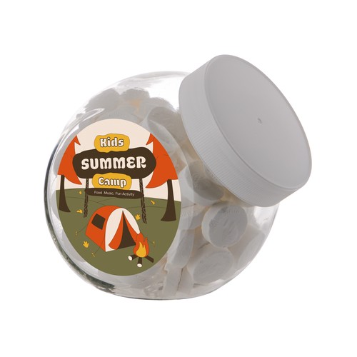 Medium glazen pot, gevuld met snoep