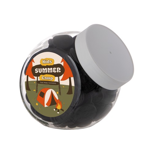 Medium glazen pot, gevuld met snoep