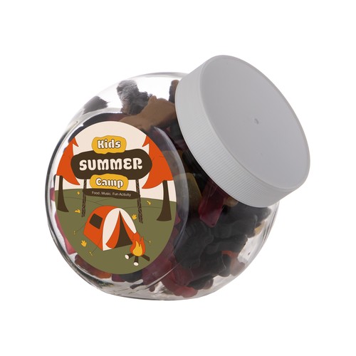 Medium glazen pot, gevuld met snoep