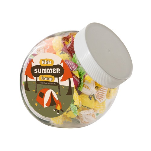 Medium glazen pot, gevuld met snoep