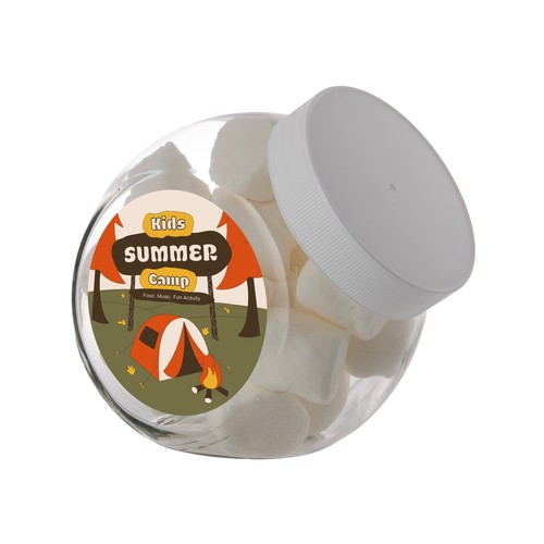 Medium glazen pot, gevuld met snoep