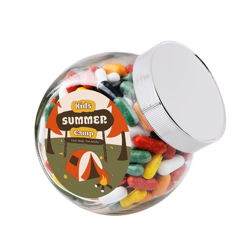 Medium glazen pot, gevuld met snoep