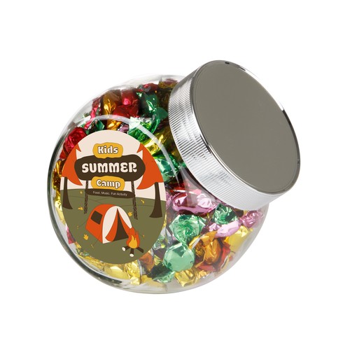 Medium glazen pot, gevuld met snoep