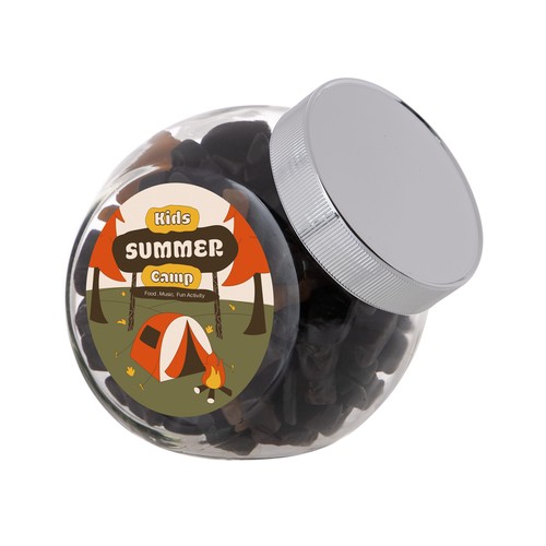 Medium glazen pot, gevuld met snoep