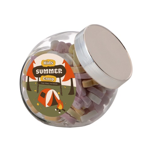 Medium glazen pot, gevuld met snoep