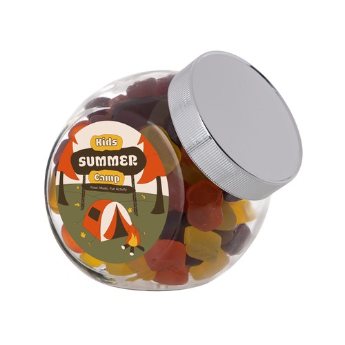 Medium glazen pot, gevuld met snoep
