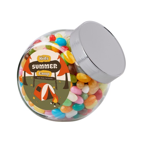 Medium glazen pot, gevuld met snoep