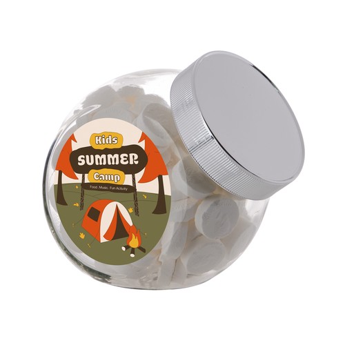 Medium glazen pot, gevuld met snoep