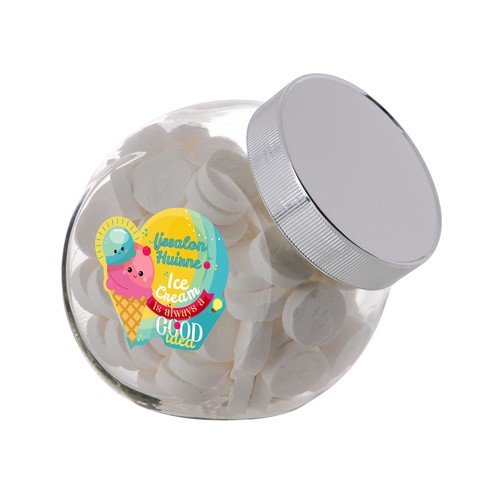 Medium glazen pot, gevuld met snoep