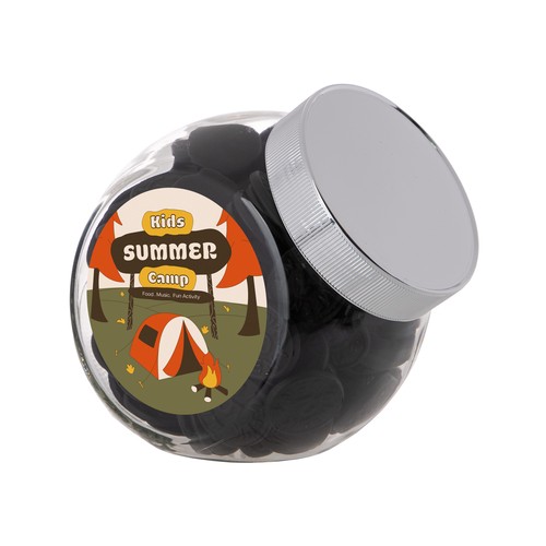 Medium glazen pot, gevuld met snoep