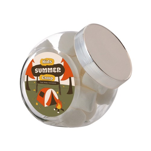 Medium glazen pot, gevuld met snoep